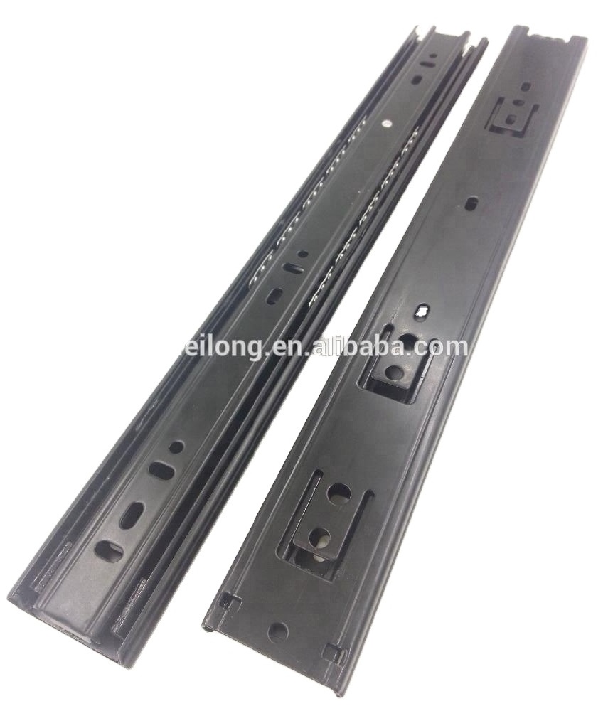 Jieyang Factory Triple Extension Ball Bearing Drawer Slide Stopper/Industrial Sliding rail/ Drawer Runner In Black  For Table