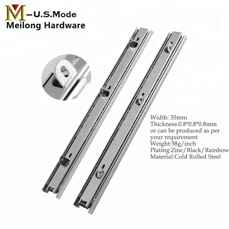 Ball Bearing Hook Drawer Slide / Furniture Parts Drawer Slides / Drawer Rail Meilong Drawer Slide