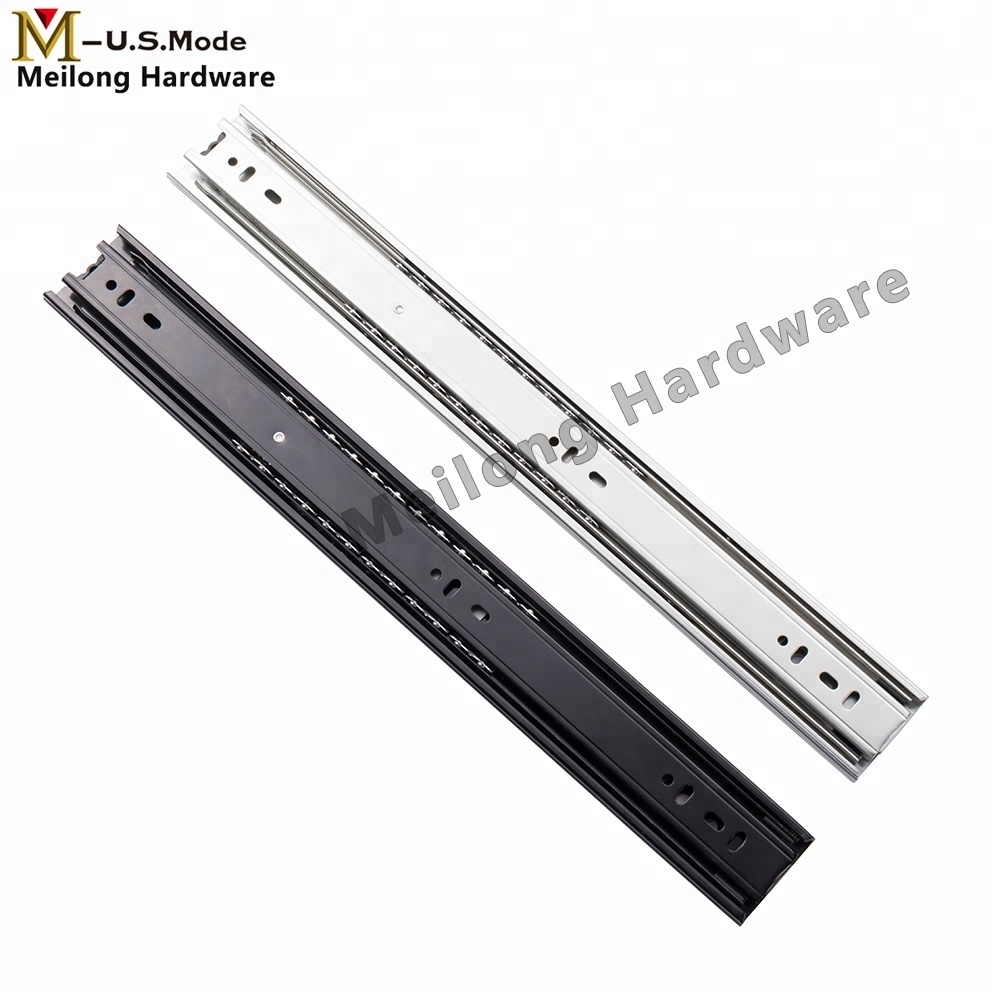 Hot Sell 3 Fold Ball Bearing Drawer Telescopic Channel Hardware Slide / Locking Drawer Slide Stop/Slide Guide In Jieyang