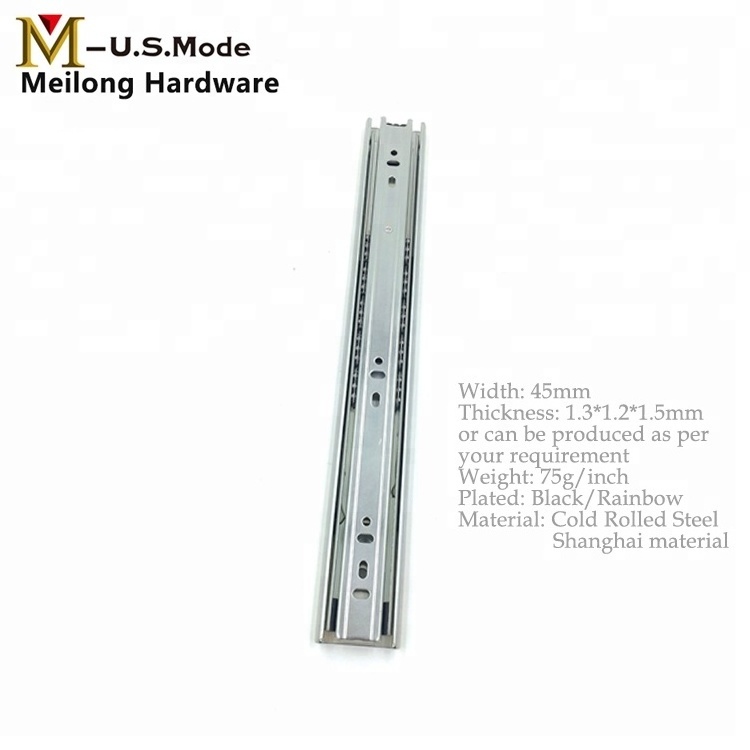 Full Extension Heavy Duty Ball Bearing 45mm Drawer Slides/ Drawer Runners/Telescopic Rails