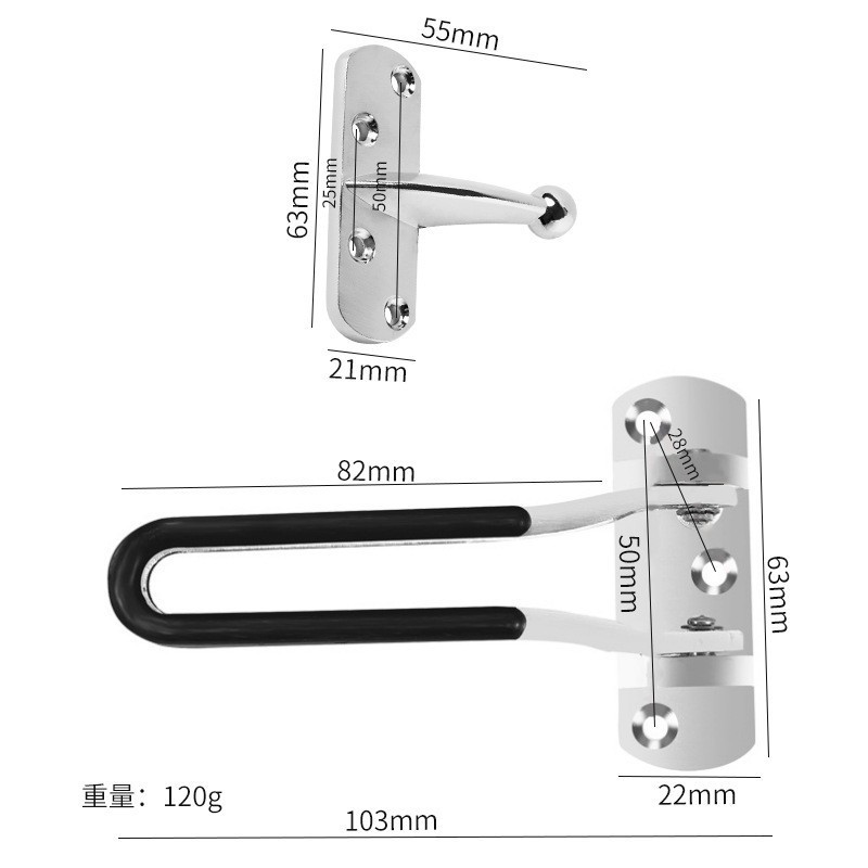 Classical Inner Door High Quality Hotel Room Zinc Alloy  Safety buckle Stainless Steel  Anti-theft Chain