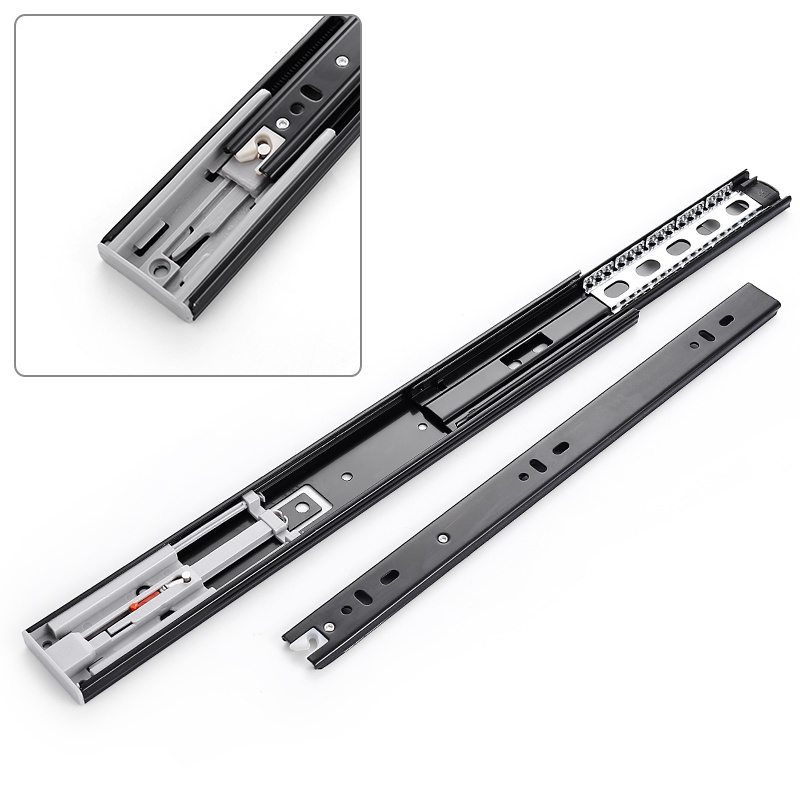 Push Open Drawer Slide Heavy Duty Ball Bearing Drawer Slide Black Style Cabinet Drawer Slide