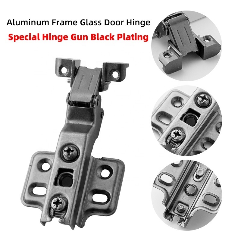 Mingbo Zinc Alloy Cup Gun Black Special Angle Glass Door Hinge Cold Rolled Steel Concealed Hinges Furniture Hardware Factory