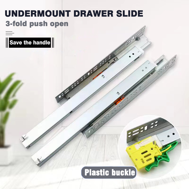 Jieyang factory 3 fold damper furniture accessories kitchen soft closing full extension undermount drawer slide