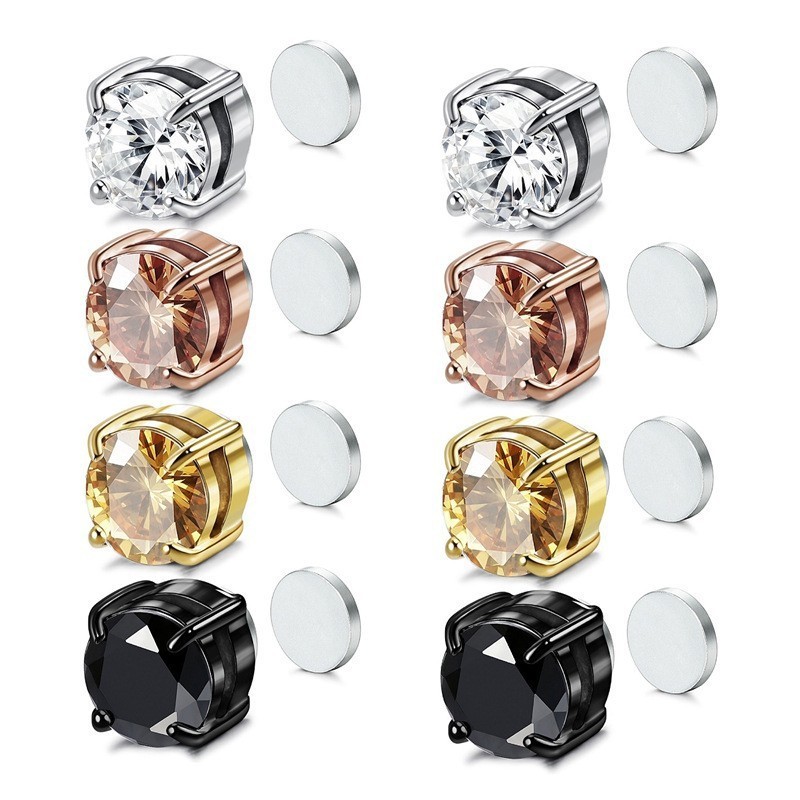 Wholesale Personalized Zircon Magnetic Ear Clip Stainless Steel Magnet ZIRCON Earrings For Men and Women