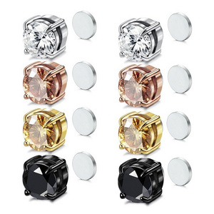 Wholesale Personalized Zircon Magnetic Ear Clip Stainless Steel Magnet ZIRCON Earrings For Men and Women