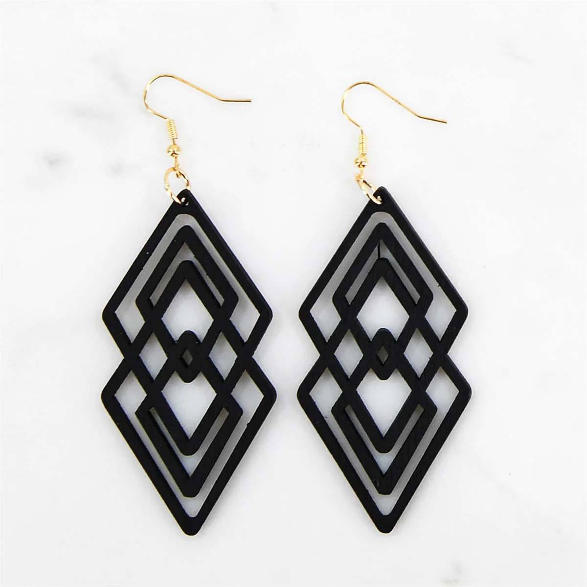 Wholesale Wood Earring Geometric Black Wooden Earrings Hawaiian Jewelry Earring For Women E231