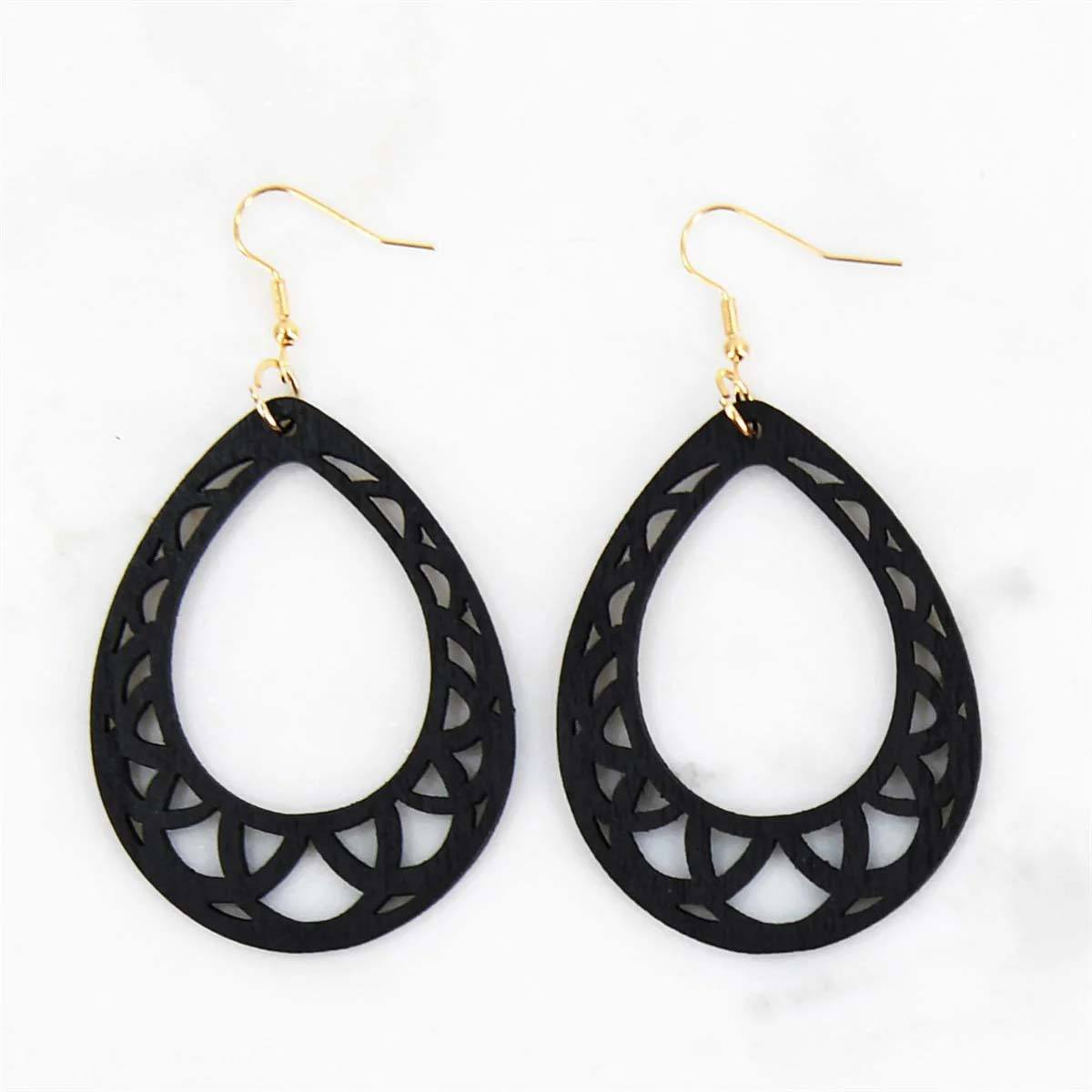 Wholesale Wood Earring Geometric Black Wooden Earrings Hawaiian Jewelry Earring For Women E231