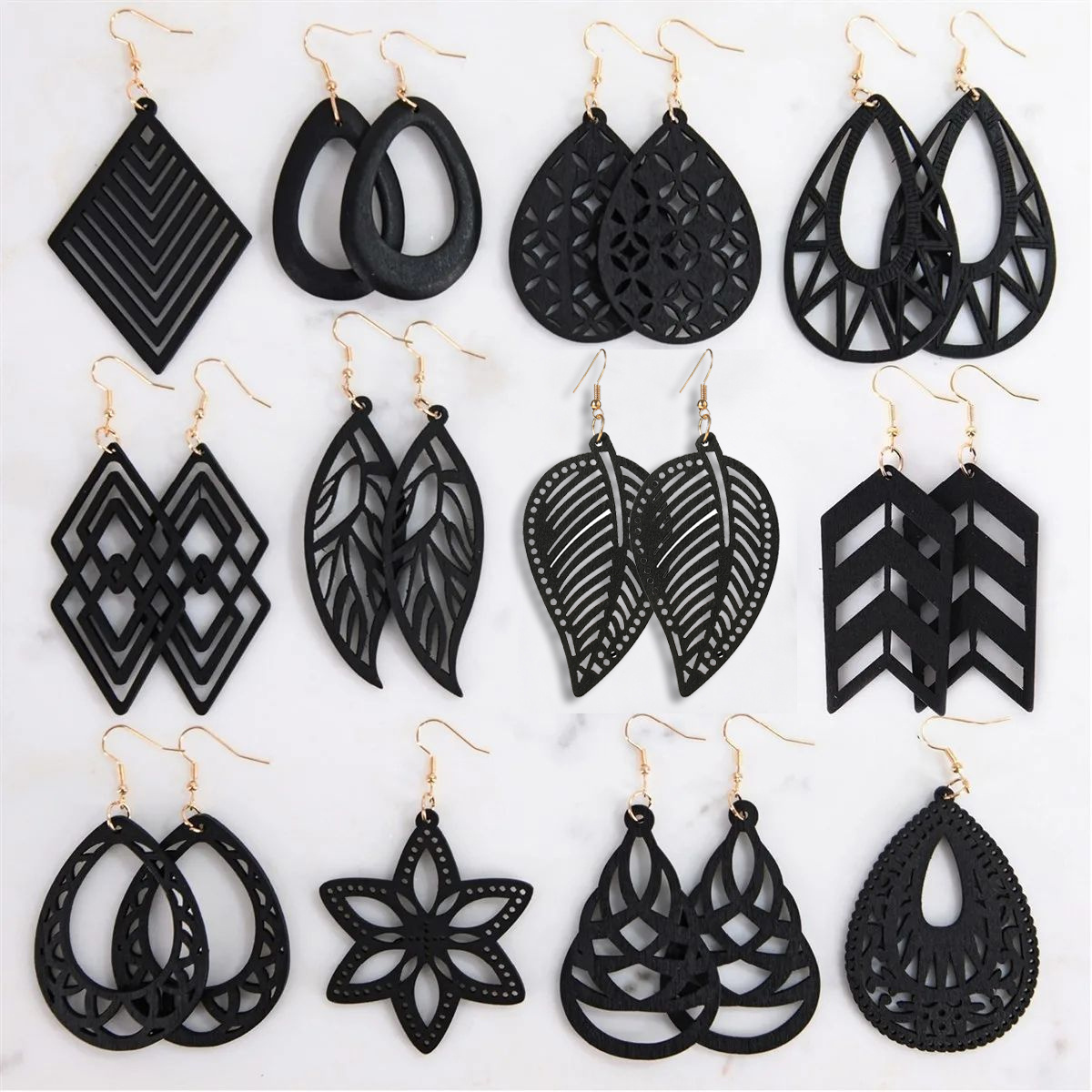 Wholesale Wood Earring Geometric Black Wooden Earrings Hawaiian Jewelry Earring For Women E231