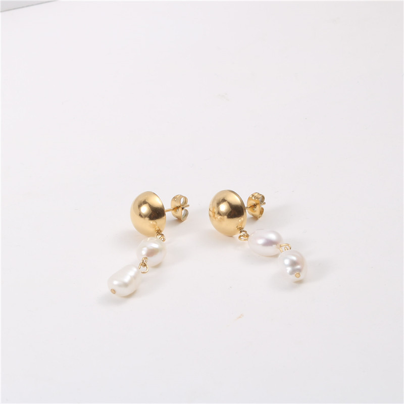 Elegant Jewelry Stainless Steel Freshwater Pearl Dangle Earring Drop Stud Earrings For Women