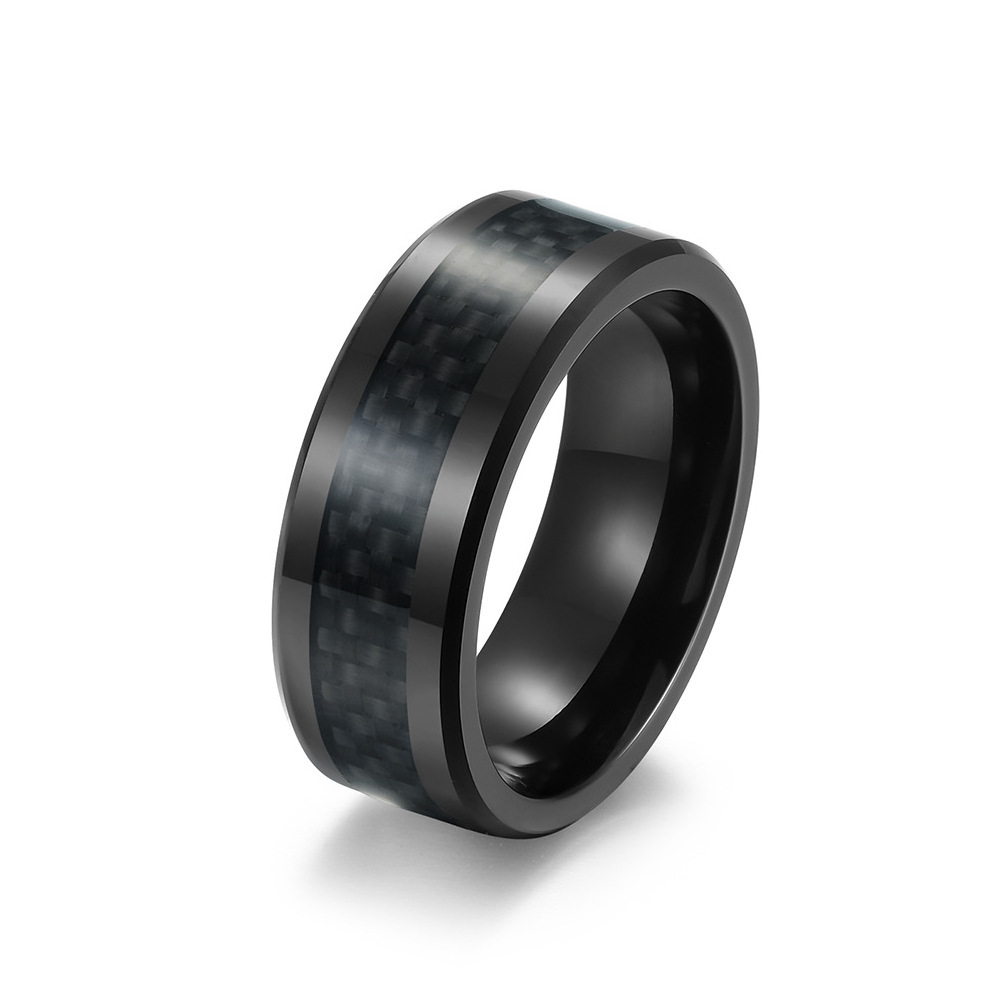 JY New High Quality Ready To Ship Blue Red Green Carbon Fiber Black Tungsten Carbide Ring For Man Fashion Jewelry