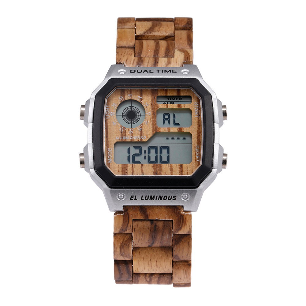 Droppshipping Timer Multi-function Chronograph Nature Zebra Digital Wood Watch