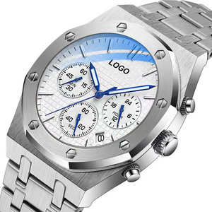 High Quality Luxury Custom Logo Manufacturer Multifunctional Metal Watch Stainless Steel Men's Quartz Watch