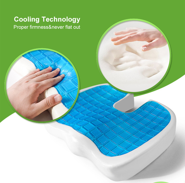 New Cooling Gel  Memory Foam Seat Cushion Technology Lumbar Back Support Pillow for Office Chair Wheelchair Car Seat -QFC023S