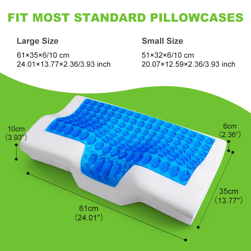 Cooling Gel Therapy Memory Foam Bed Pillow Queen Cervical Pillow Contour Pillow for Side Sleepers-JYM003