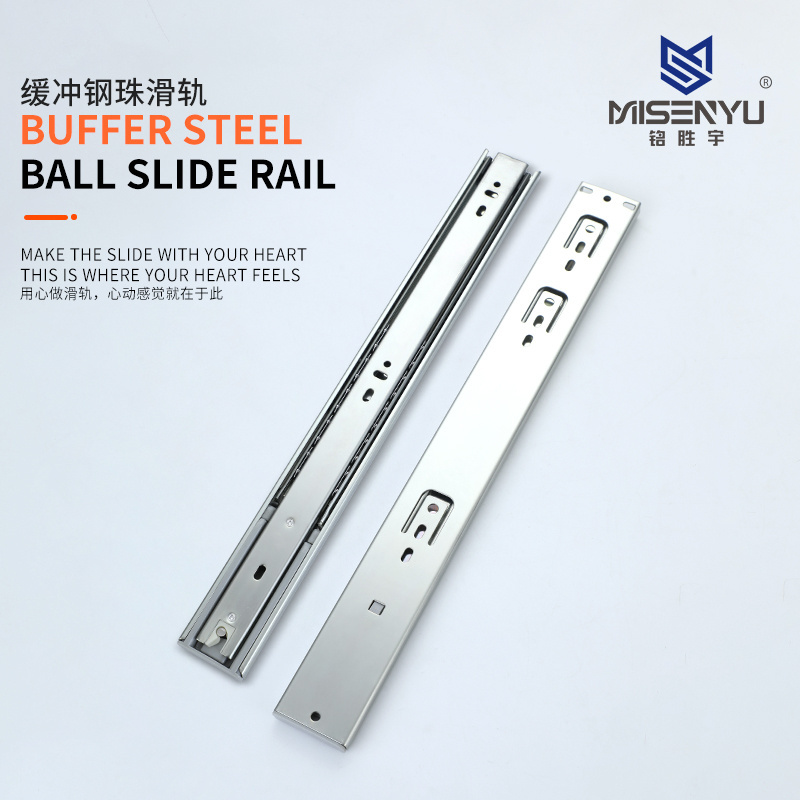 Jieyang 45mm Hydraulic Soft Close Drawer Slide Furniture Ball Bearing Telescopic Buffering Slide Auto lock Cabinet Drawer Slide