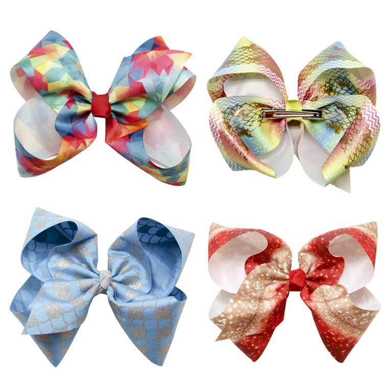 Wholesale Hair Bow Designer Printed LOGO Grosrgain Ribbon Bow New Design hot sale Gifts Hair Clips For women Girls Hair Bows