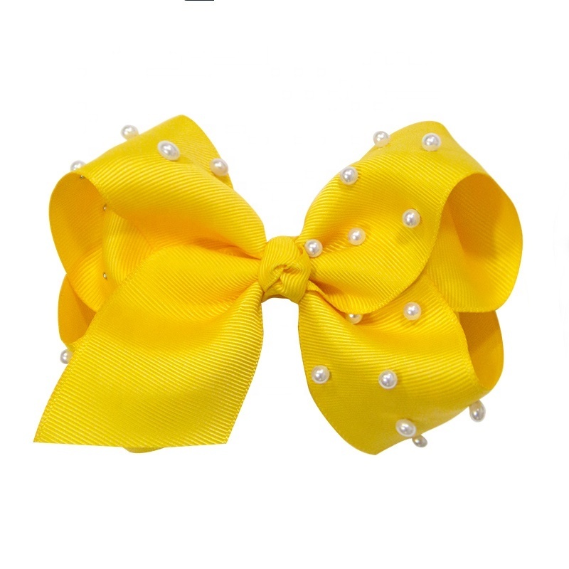 Wholesale Handmade Latest Baby Kids Jojo Bows Hair Accessories Barrettes Hair Clip Korea Pearl Hair Clips