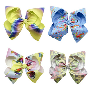 Wholesale Hair Bow Designer Printed LOGO Grosrgain Ribbon Bow New Design hot sale Gifts Hair Clips For women Girls Hair Bows