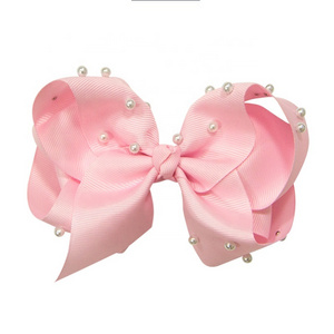 Wholesale Handmade Latest Baby Kids Jojo Bows Hair Accessories Barrettes Hair Clip Korea Pearl Hair Clips