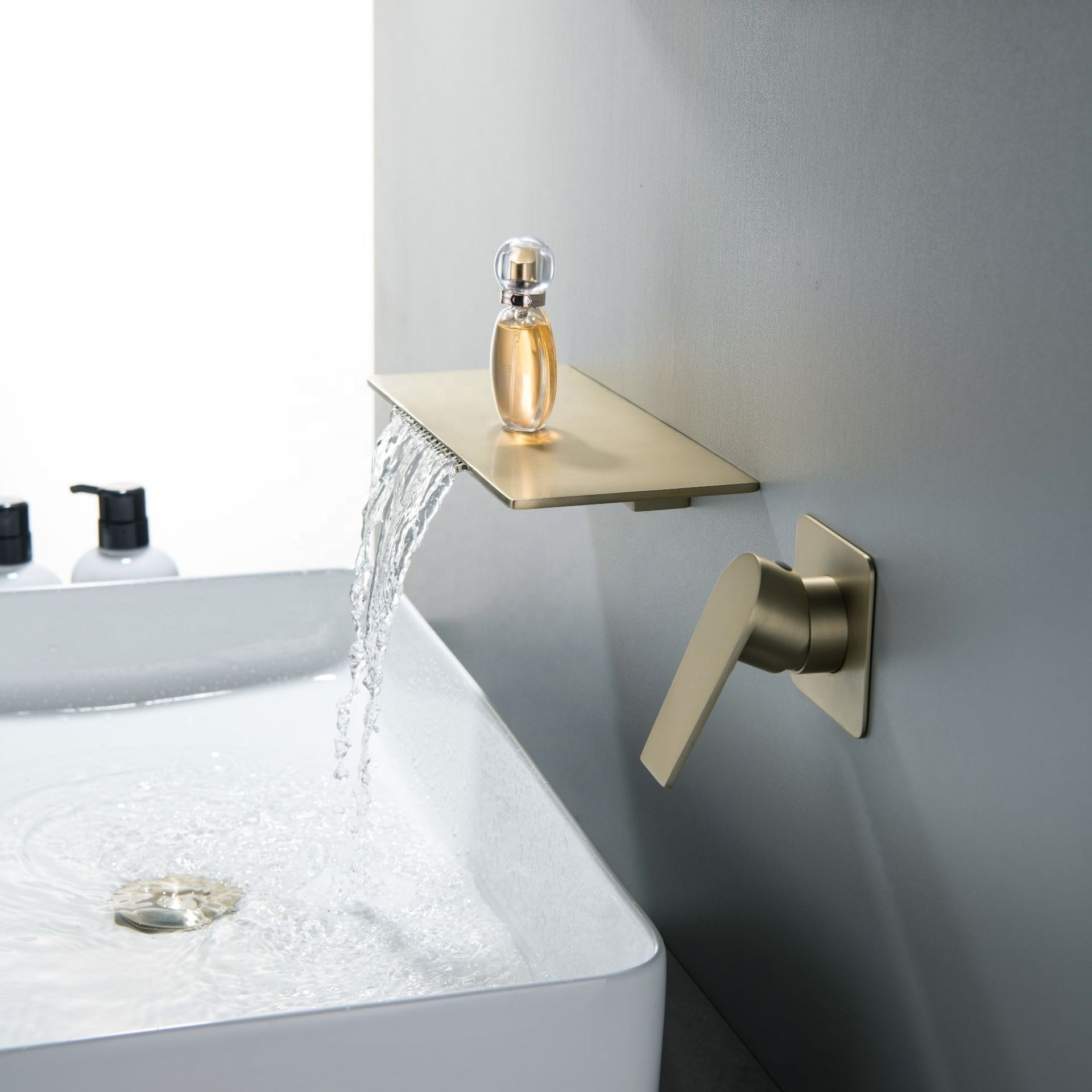 Hot Cold Mixer Waterfall Concealed Washing Faucets Table Tap Sink Water Tap Wall-in Basin Faucet