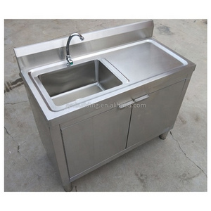 Factory Price kitchen workbench 304SUS stainless steel Outdoor Kitchen sink integrated Cabinet type floor sink kitchen with sink