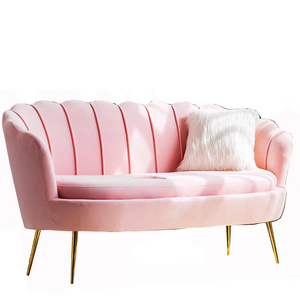 Popular new pink velvet nail sofa chair elegant for nail salon furniture