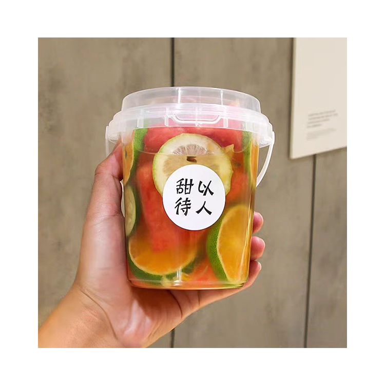 Wholesale PP Disposable Fruits Plastic Cup Container Clear Bucket 32 OZ Plastic Drink Cups With Lid