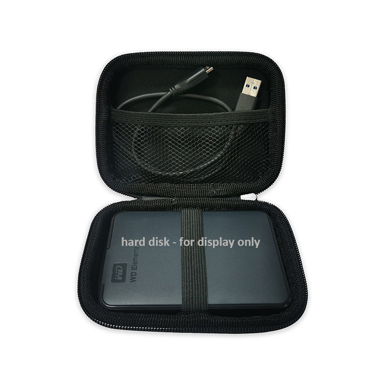 Black hard shell eva mobile hard carbon fiber disk drive waterproof storage net pocket protection zipper case small high quality