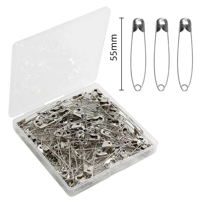 100 pieces/box 55mm High Strength Silver Large Safety Pin Clothing Splice Buckle Pin Clothing Tag Pin