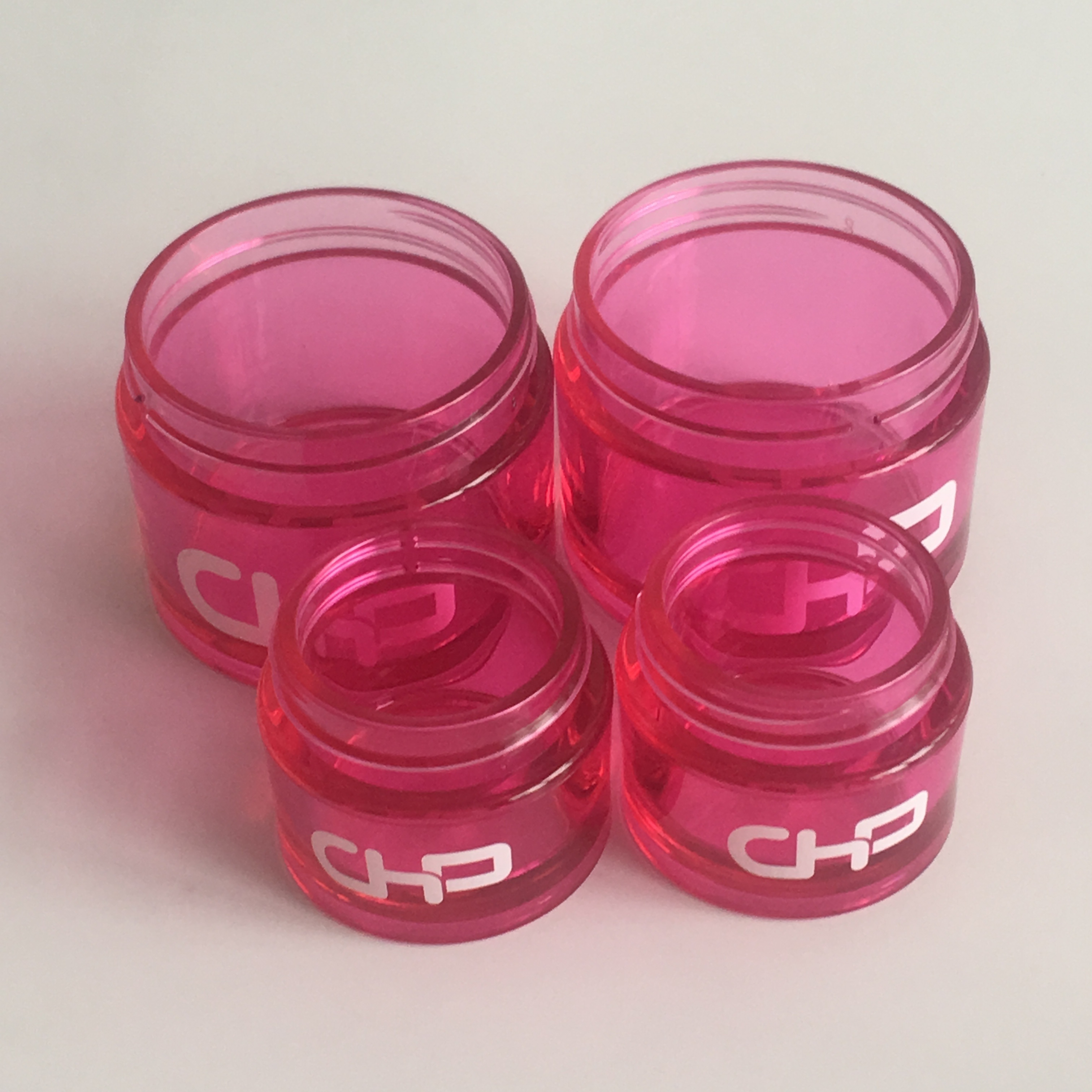 Custom Cosmetics Packaging Container PETG Plastic Clear Jar With Purple lids For Sugar scrub Lip balm acrylic powder container