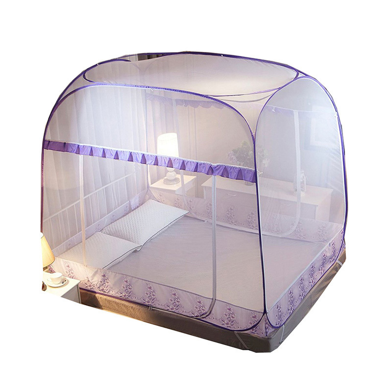 Hot selling fully automatic folding Mongolian yurt mosquito net without installation three door large roof mosquito proof