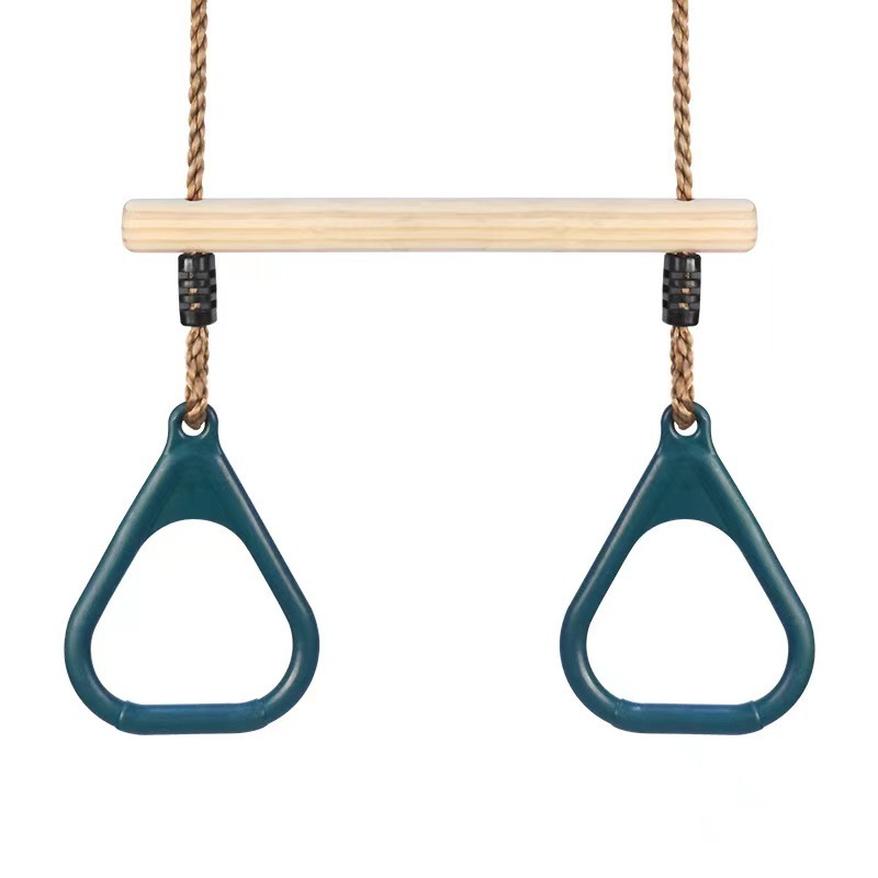 Well sell children  hanging ring  swing with adjustable 175cm  PE rope solid wood  for outdoor playground