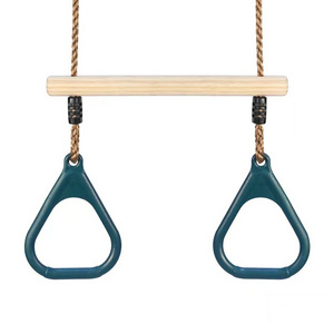 Well sell children  hanging ring  swing with adjustable 175cm  PE rope solid wood  for outdoor playground