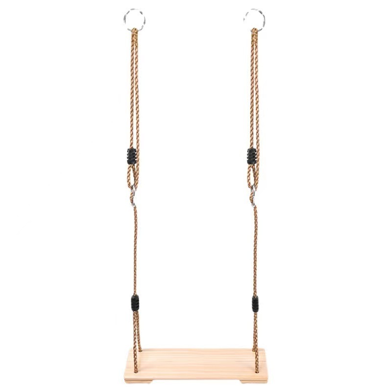 Wooden seat swing with 230cm adjustable PE rope for outdoor playground