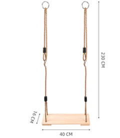 Wooden seat swing with 230cm adjustable PE rope for outdoor playground