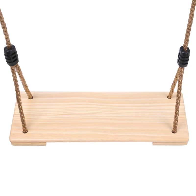 Wooden seat swing with 230cm adjustable PE rope for outdoor playground