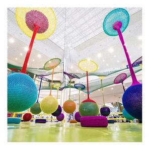 colorful coated crochet mesh playground ball swing for climbing rope net