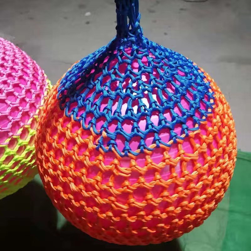 colorful coated crochet mesh playground ball swing for climbing rope net