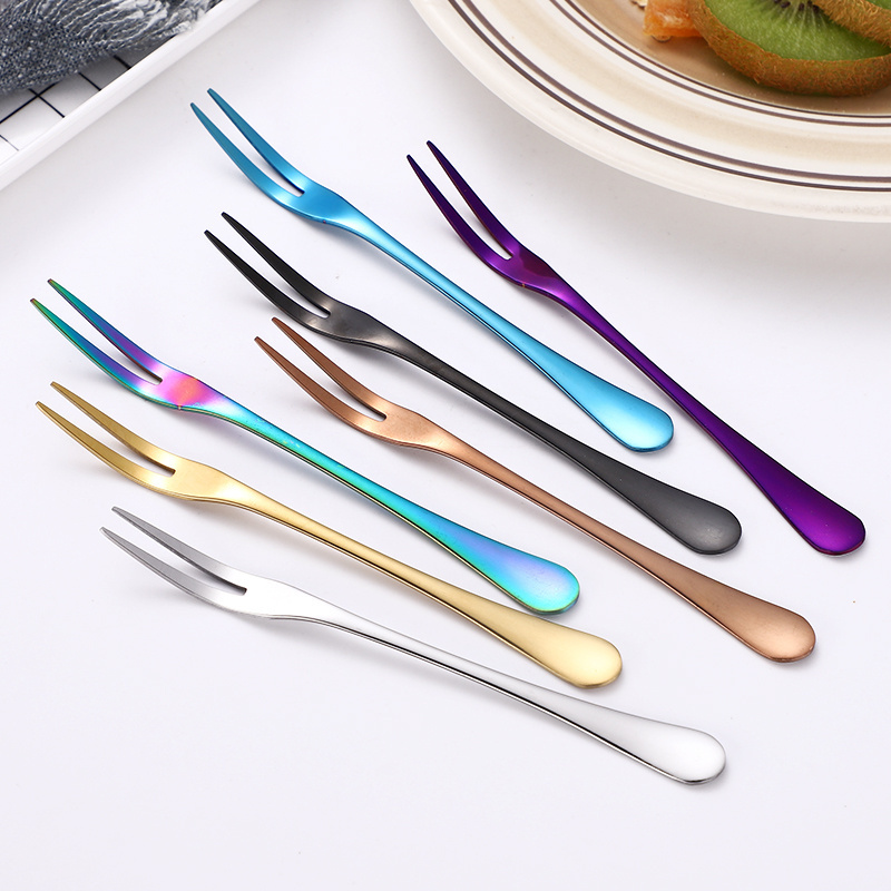 Wholesale Custom Eco Friendly Fruit Fork Knife Metal Titanium Stainless Steel Salad Fruit Fork