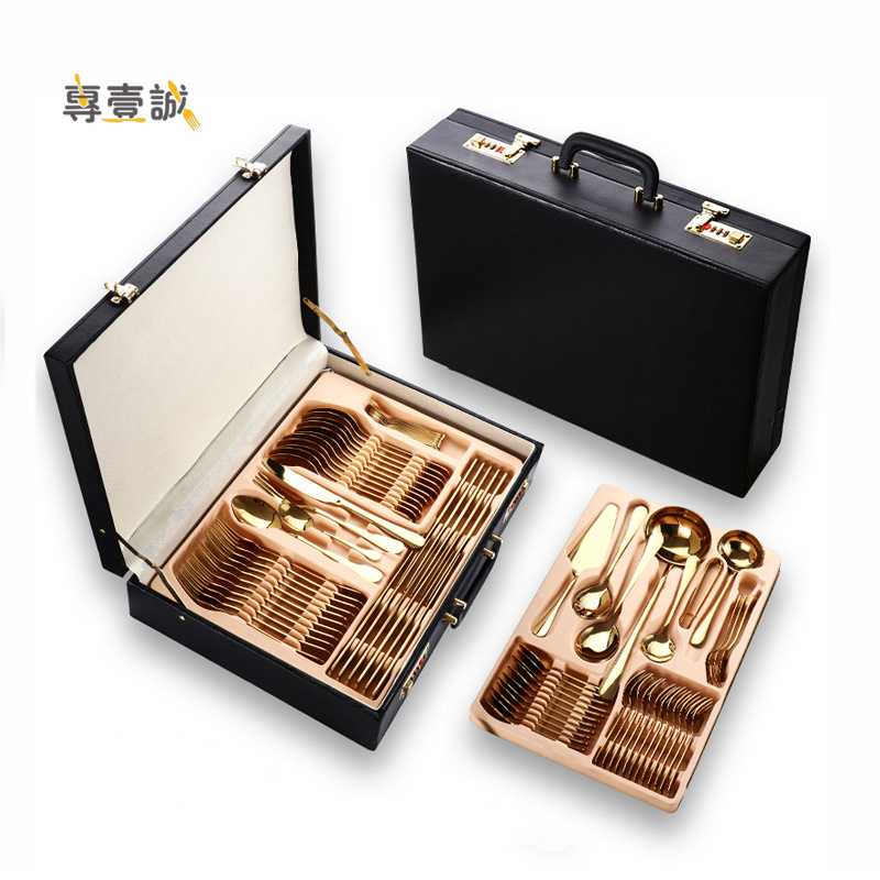 Perfect Gold Flatware Serving Set,Stainless Steel Dinner Set 84pcs Cutlery Set