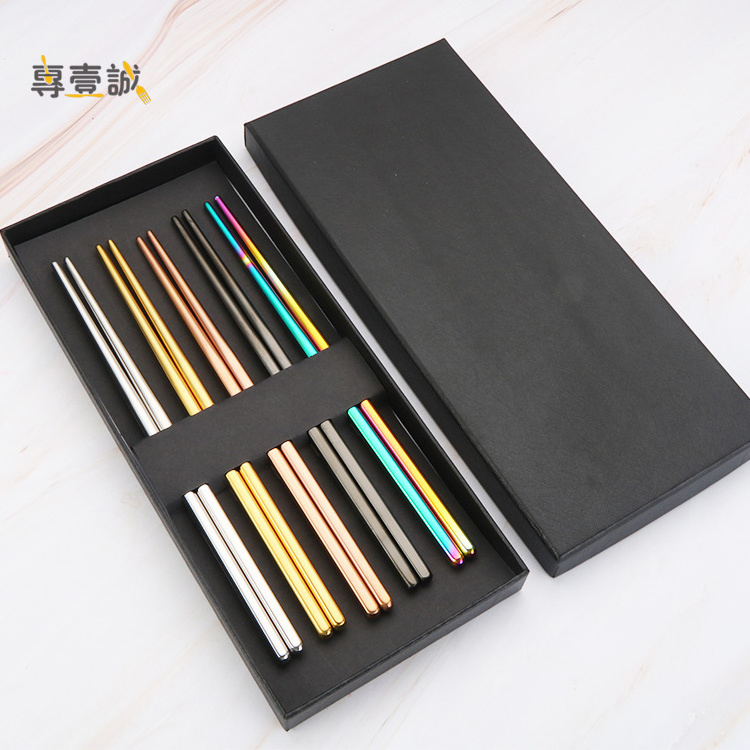 Hollow Chopsticks Gold Plated Food Grade 304 Stainless Steel Mirror Polish Metal Chopsticks