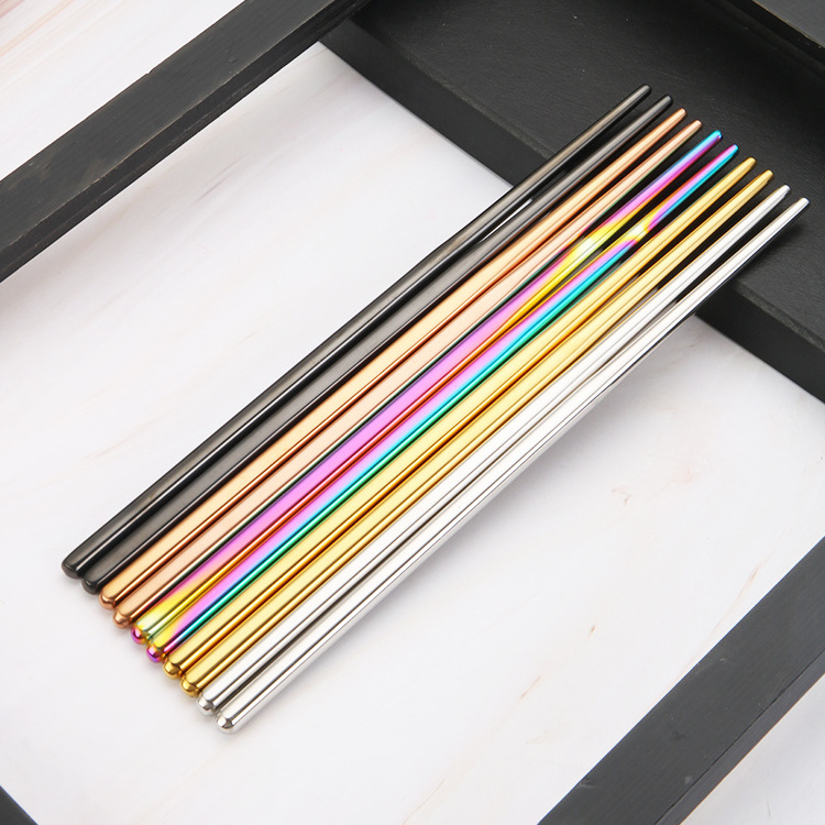 Hollow Chopsticks Gold Plated Food Grade 304 Stainless Steel Mirror Polish Metal Chopsticks