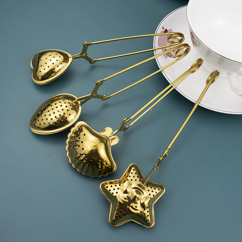 Custom Tea Infusers Wholesale Metal Gold Tea Strainer Stainless Steel Tea Infuser With Handle