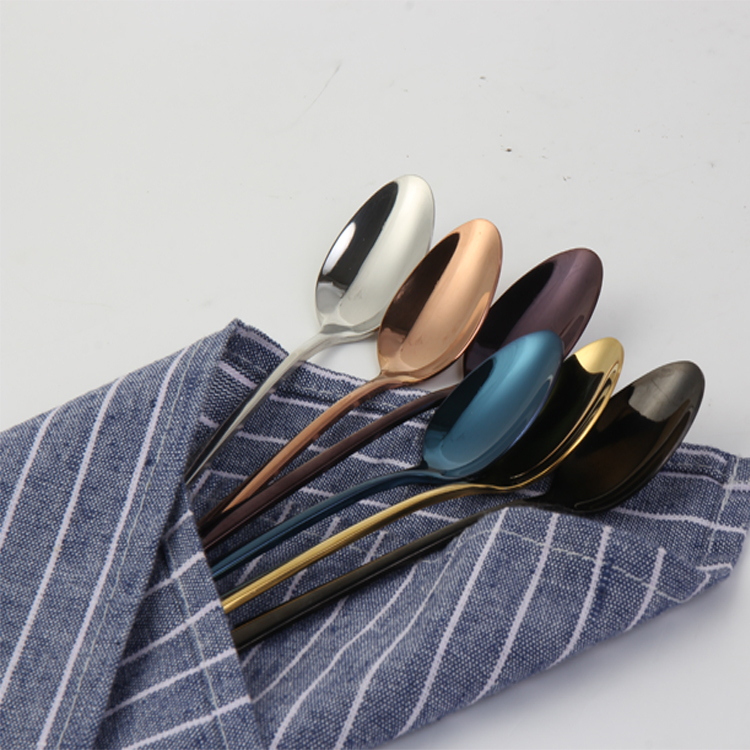 Various colors hotel restaurant stainless steel spoon gold spoon