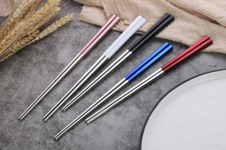 Novelty chinese style chopsticks 5 colors hollow metal chopstick stainless steel chopsticks with gift set