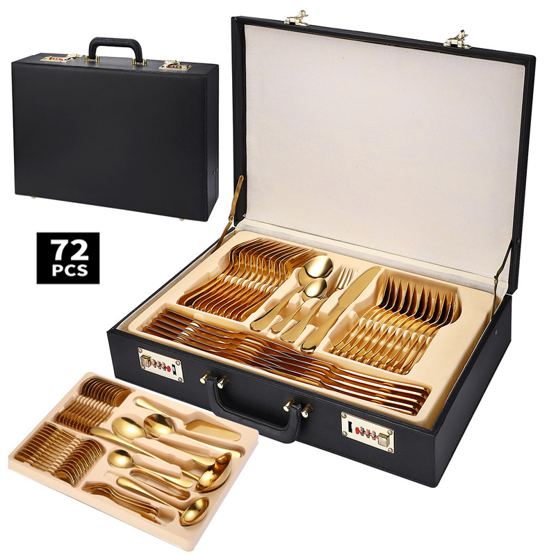 Bulk Gold Flatware 84/72 Piece Conjunto De Talheres Stainless Steel Gold Plated 72 pcs Cutlery Set