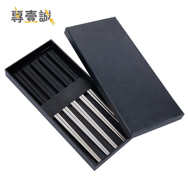 Novelty chinese style chopsticks 5 colors hollow metal chopstick stainless steel chopsticks with gift set