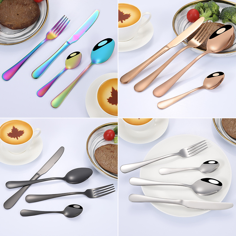 Restaurant wedding party new design stainless steel spoon and fork and knife 2020 line luxury silver cutlery set flatware set