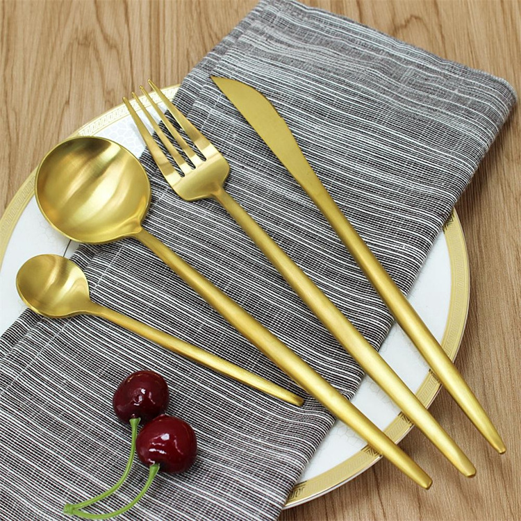 Jieyang 18/10 Matte gold Copper stainless steel Spoon Fork Knife cutlery flatware set